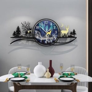 Đồng Hồ Treo Tường Nghệ Thuật Hươu Rừng - Phong Cách Bắc Âu Hiện Đại