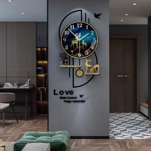 Đồng Hồ Treo Tường Hươu Vàng Nghệ Thuật – Thiết Kế Hình Học Sang Trọng