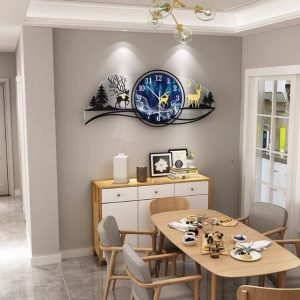 Đồng Hồ Treo Tường Nghệ Thuật Hươu Rừng - Phong Cách Bắc Âu Hiện Đại