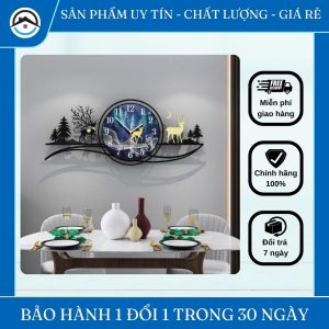 Đồng Hồ Treo Tường Nghệ Thuật Hươu Rừng - Phong Cách Bắc Âu Hiện Đại