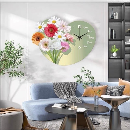 Đồng Hồ Treo Tường Nghệ Thuật Hoa 3D Kèm Đèn LED