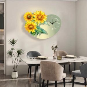 Đồng Hồ Treo Tường Nghệ Thuật Hoa 3D Kèm Đèn LED
