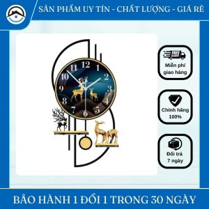 Đồng Hồ Treo Tường Hươu Vàng Nghệ Thuật – Thiết Kế Hình Học Sang Trọng