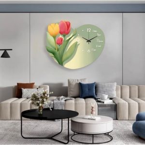 Đồng Hồ Treo Tường Nghệ Thuật Hoa 3D Kèm Đèn LED