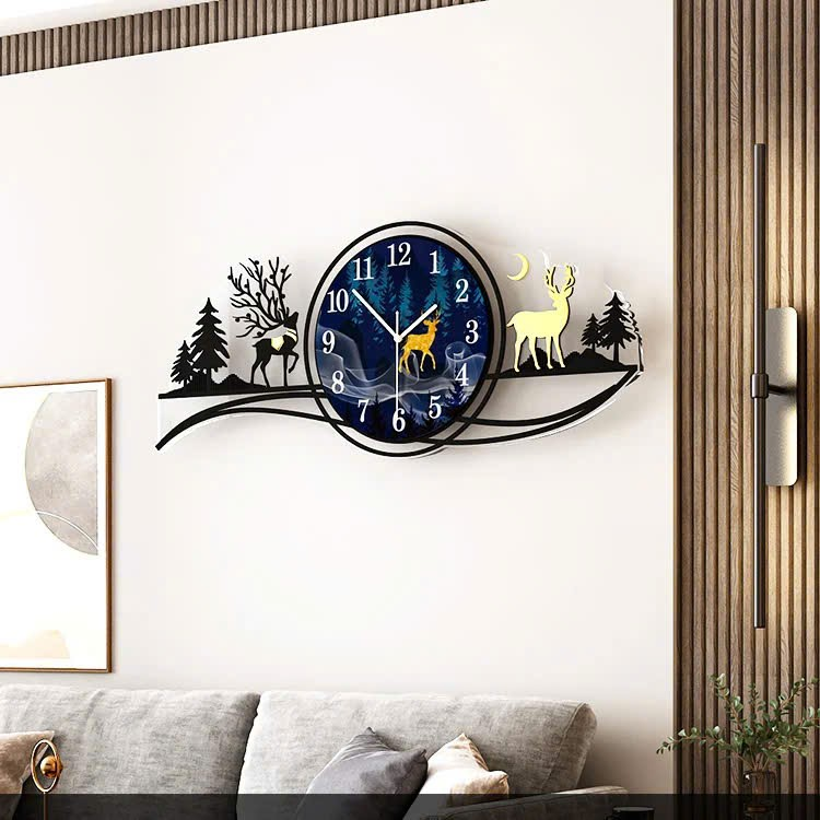 Đồng Hồ Treo Tường Nghệ Thuật Hươu Rừng - Phong Cách Bắc Âu Hiện Đại